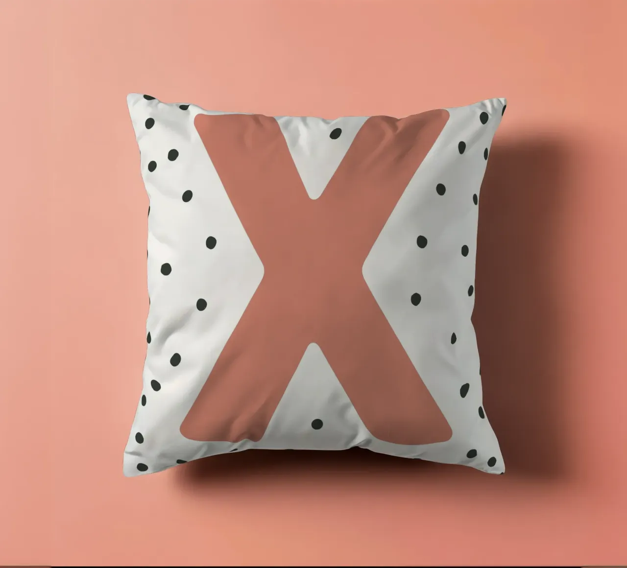 Initial X on dot pattern - Scandinavian style decorative cushion by KidzStudio
