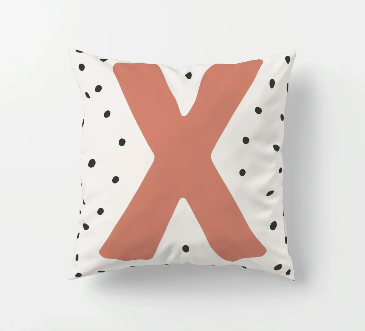Initial X on dot pattern - Scandinavian style decorative cushion by KidzStudio