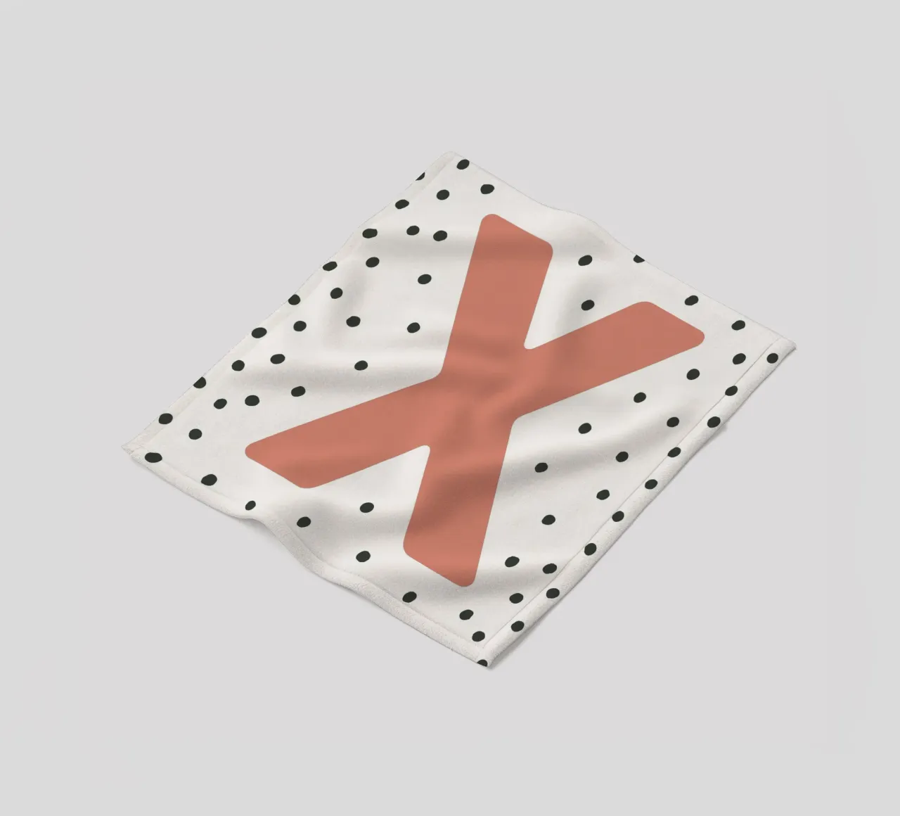 Initial X on dot pattern - Scandinavian style fleece blanket by KidzStudio