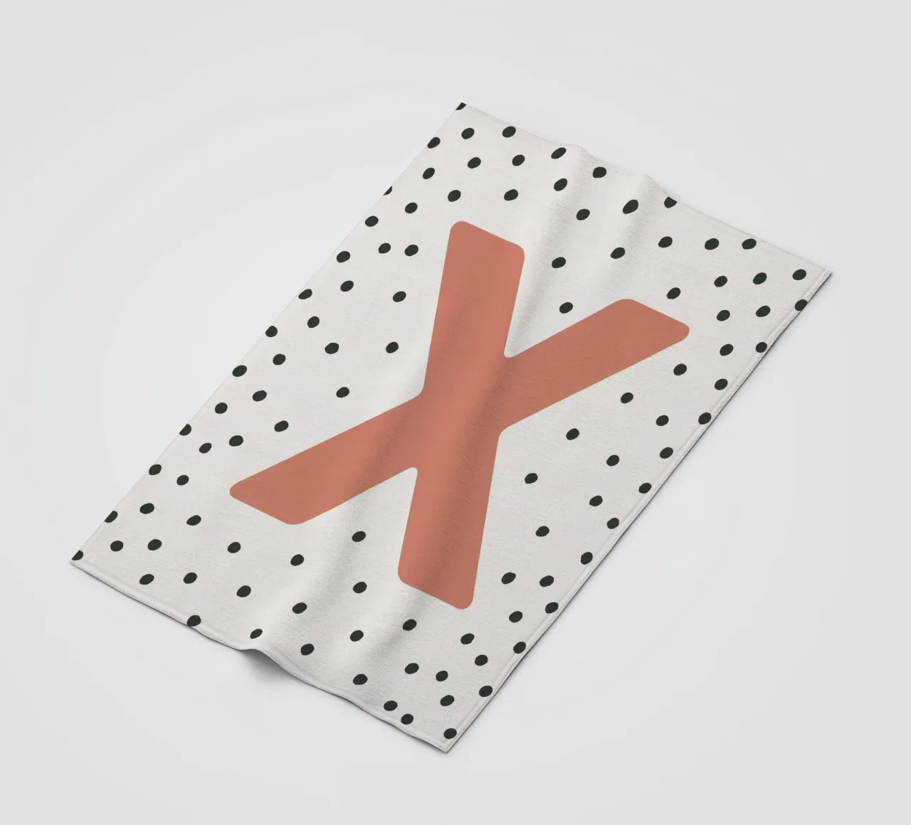 Initial X on dot pattern - Scandinavian style fleece blanket by KidzStudio