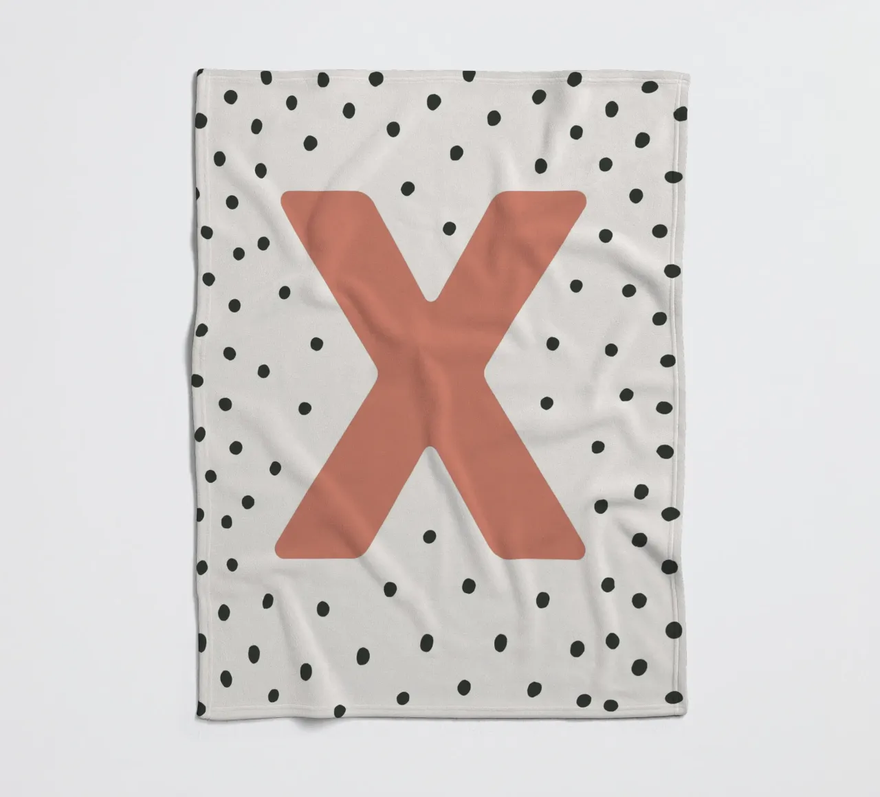 Initial X on dot pattern - Scandinavian style fleece blanket by KidzStudio