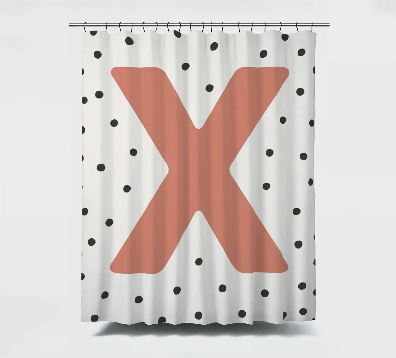 Initial X on dot pattern - Scandinavian style shower curtain by KidzStudio