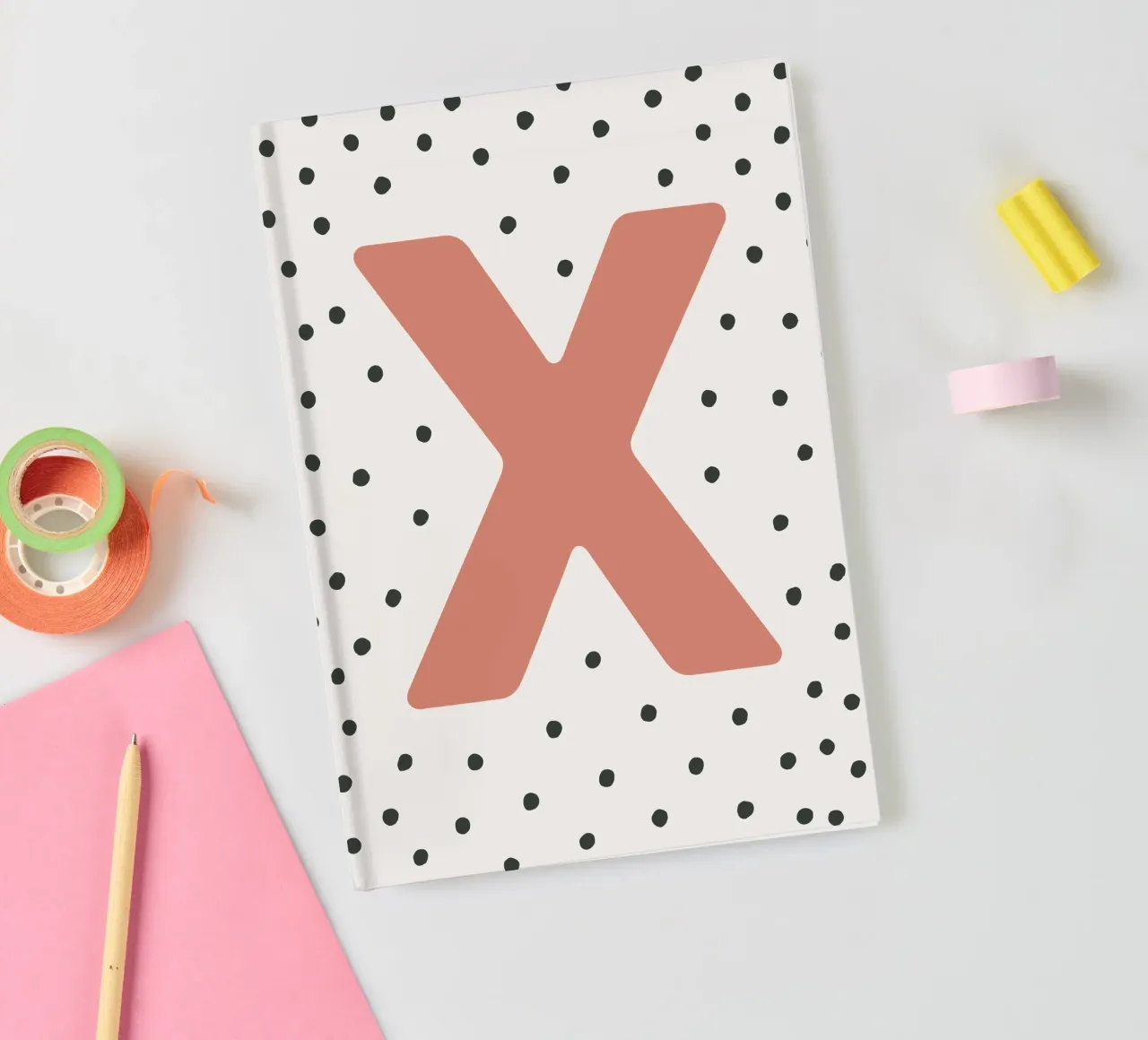 Initial X on dot pattern - Scandinavian style notebook by KidzStudio