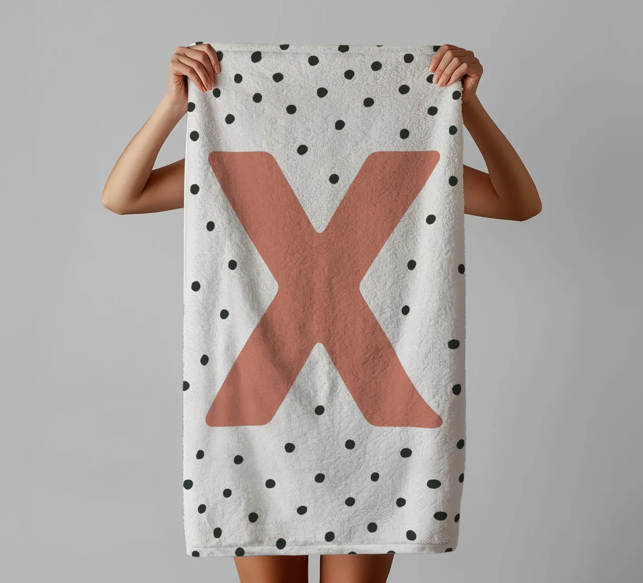 Initial X on dot pattern - Scandinavian style towel by KidzStudio