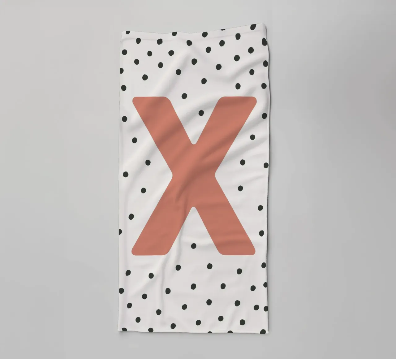 Initial X on dot pattern - Scandinavian style towel by KidzStudio