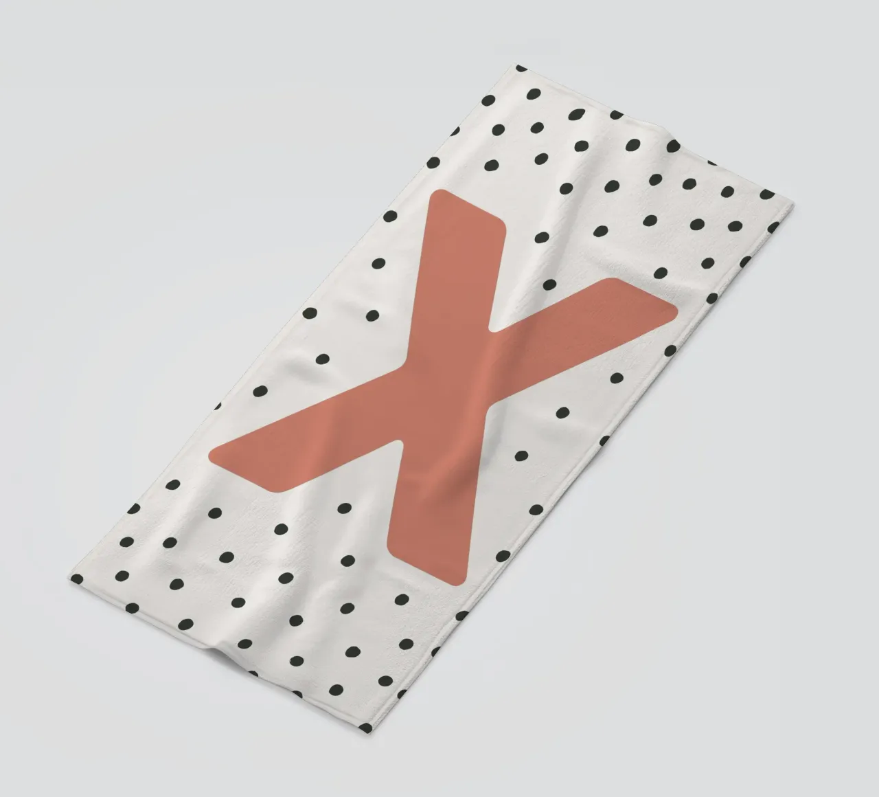 Initial X on dot pattern - Scandinavian style beach towel by KidzStudio