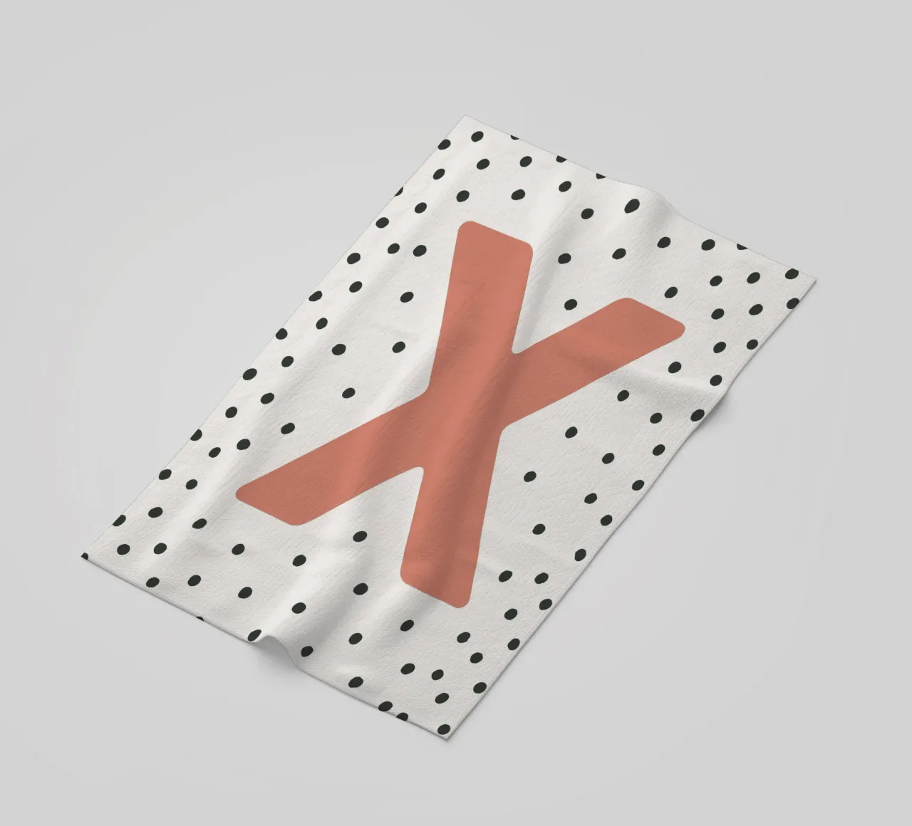 Initial X on dot pattern - Scandinavian style beach towel by KidzStudio