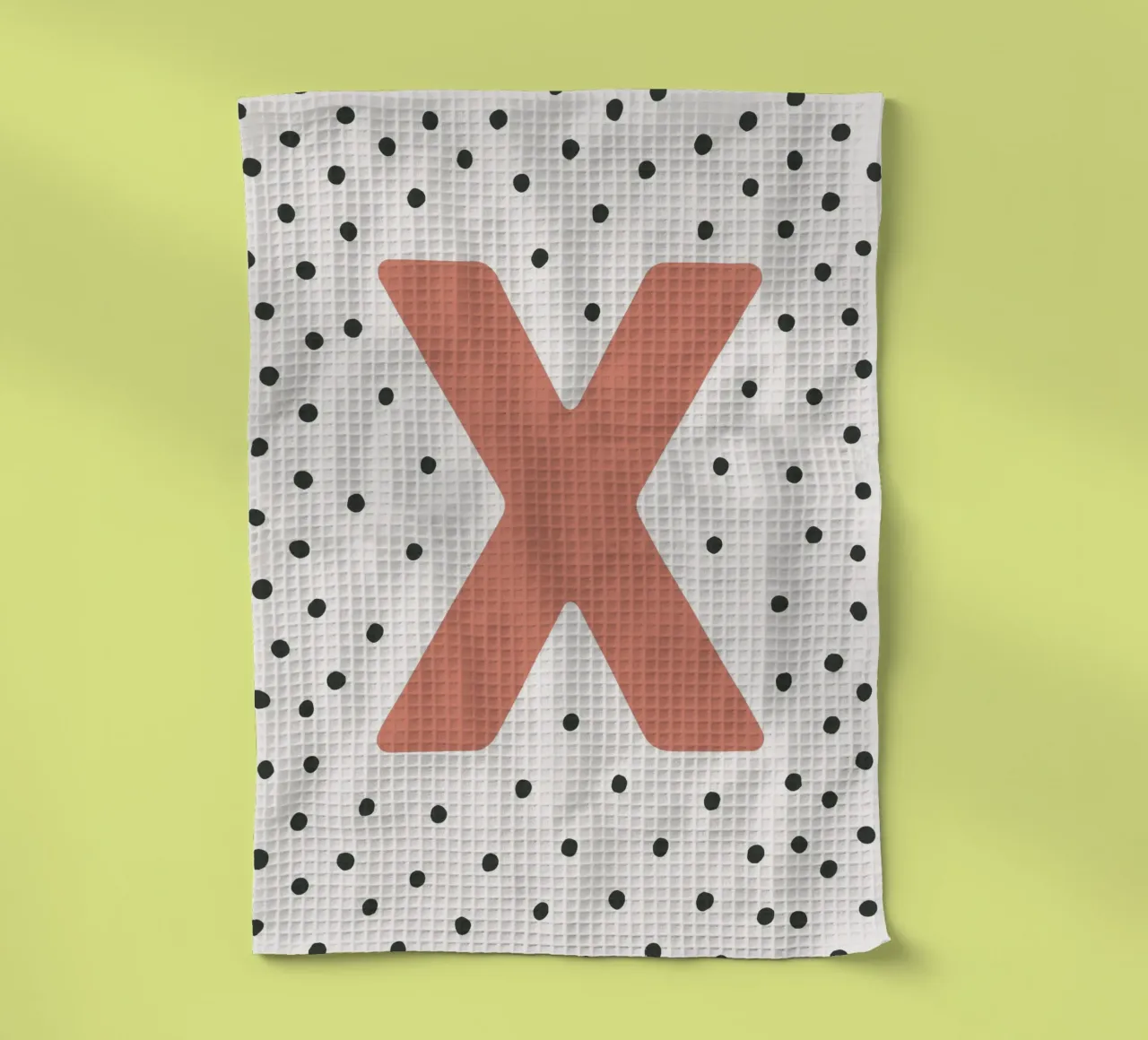 Initial X on dot pattern - Scandinavian style tea towel by KidzStudio