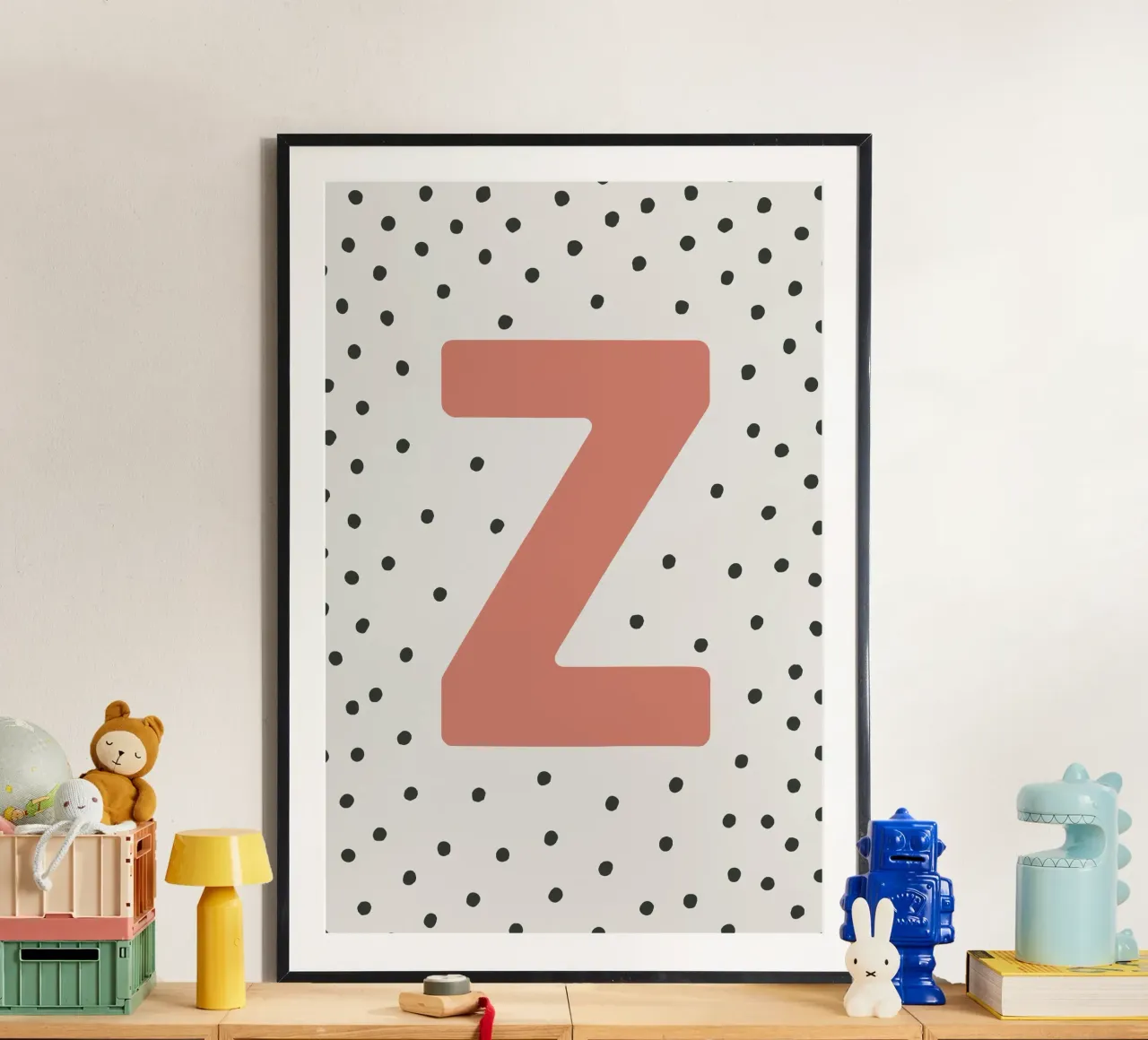 Lettera Z con puntini - Poster tipografico poster con telaio in alluminio da KidzStudio