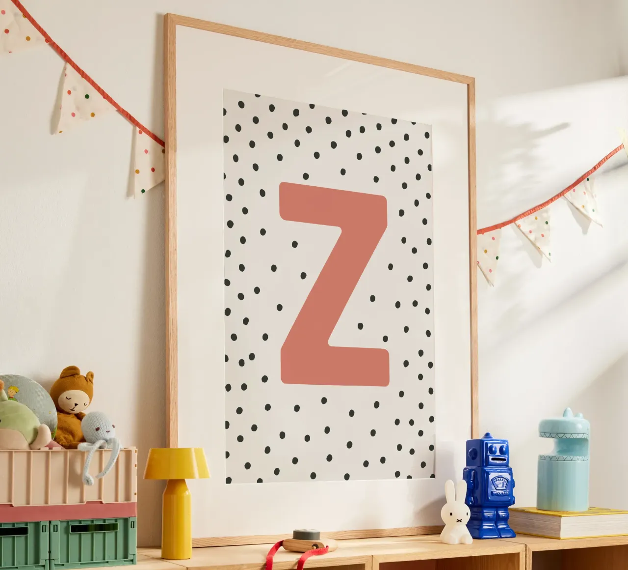 Lettera Z con puntini - Poster tipografico poster con telaio in alluminio da KidzStudio
