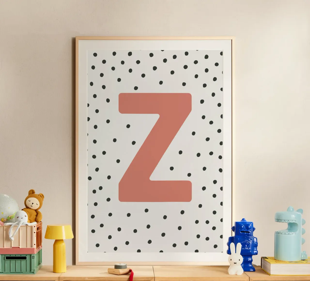 Lettera Z con puntini - Poster tipografico poster con telaio in alluminio da KidzStudio