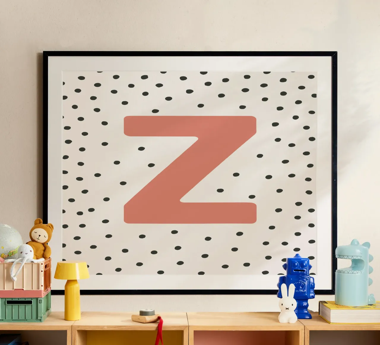 Lettera Z con puntini - Poster tipografico poster con telaio in alluminio da KidzStudio