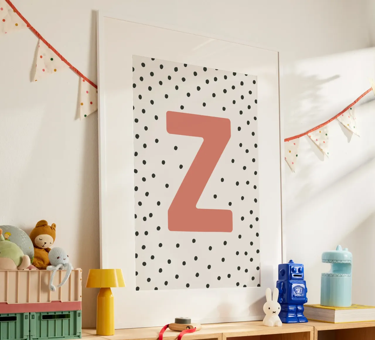 Lettera Z con puntini - Poster tipografico poster con telaio in alluminio da KidzStudio