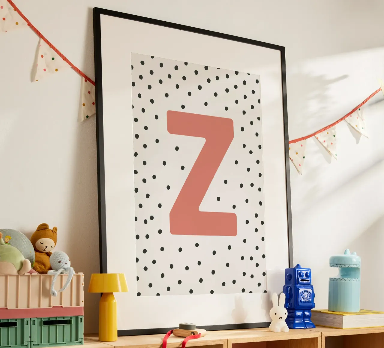 Lettera Z con puntini - Poster tipografico poster con telaio in alluminio da KidzStudio