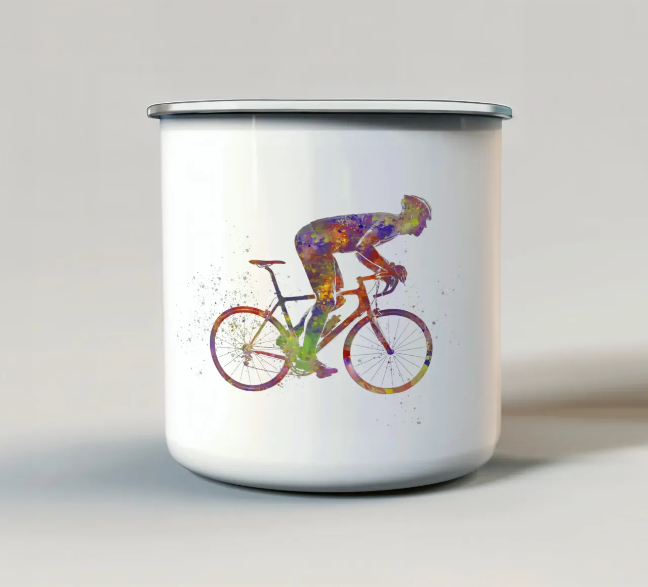 Ciclista in acquerello tazza in smalto da ⚽ Sports Pulse
