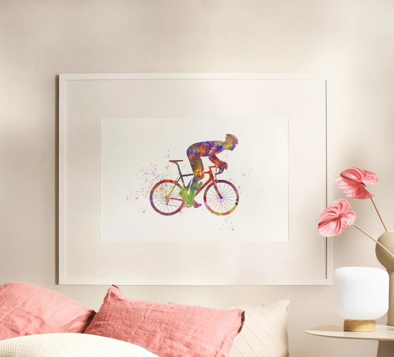 Radfahrer in Aquarell Poster von ⚽ Sports Pulse