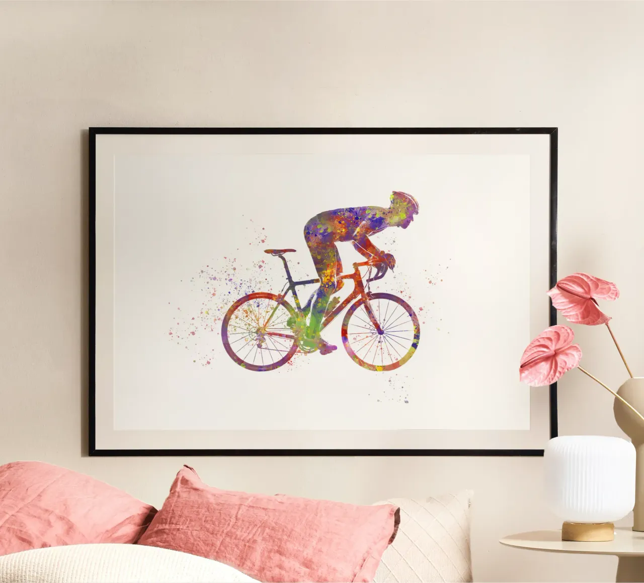 Radfahrer in Aquarell Poster von ⚽ Sports Pulse