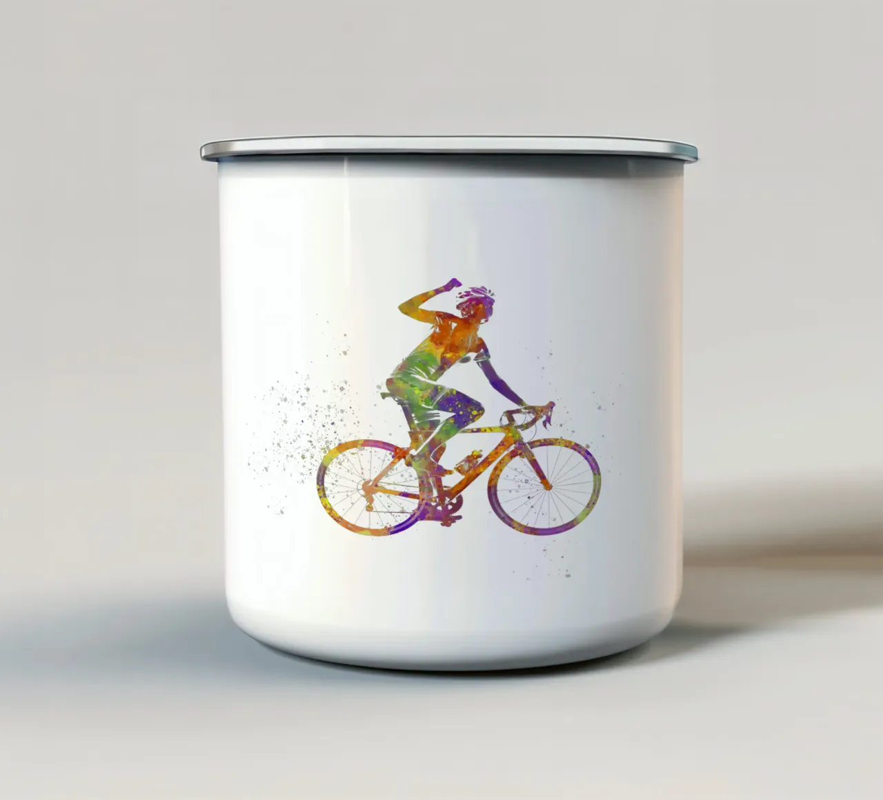 Ciclista in acquerello tazza in smalto da ⚽ Sports Pulse