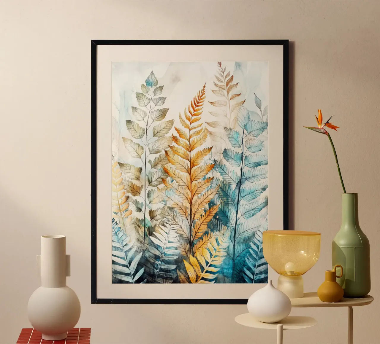 Prato delle felci poster con telaio in alluminio da Justyna Jaszke JBJart