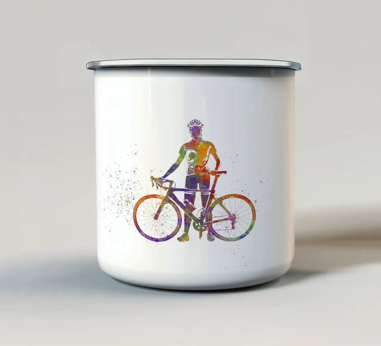 Ciclista in acquerello tazza in smalto da ⚽ Sports Pulse