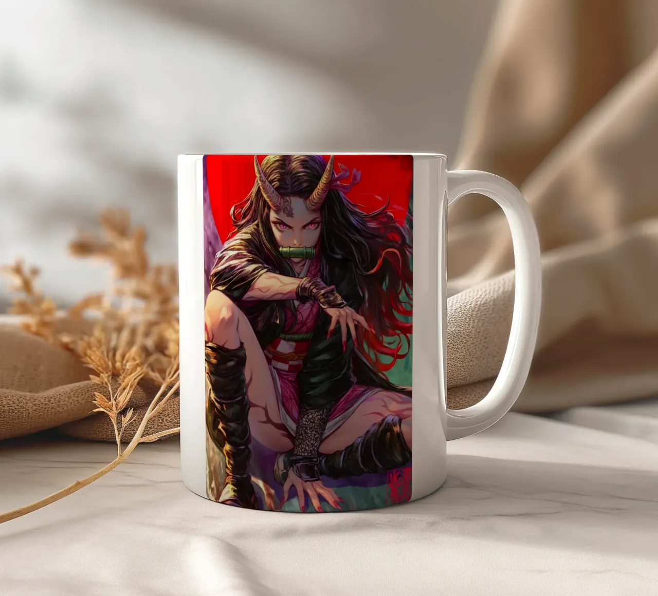 Demonendoder Kimetsu no Yaiba Nezuko keramische mok van Fleur de Lys