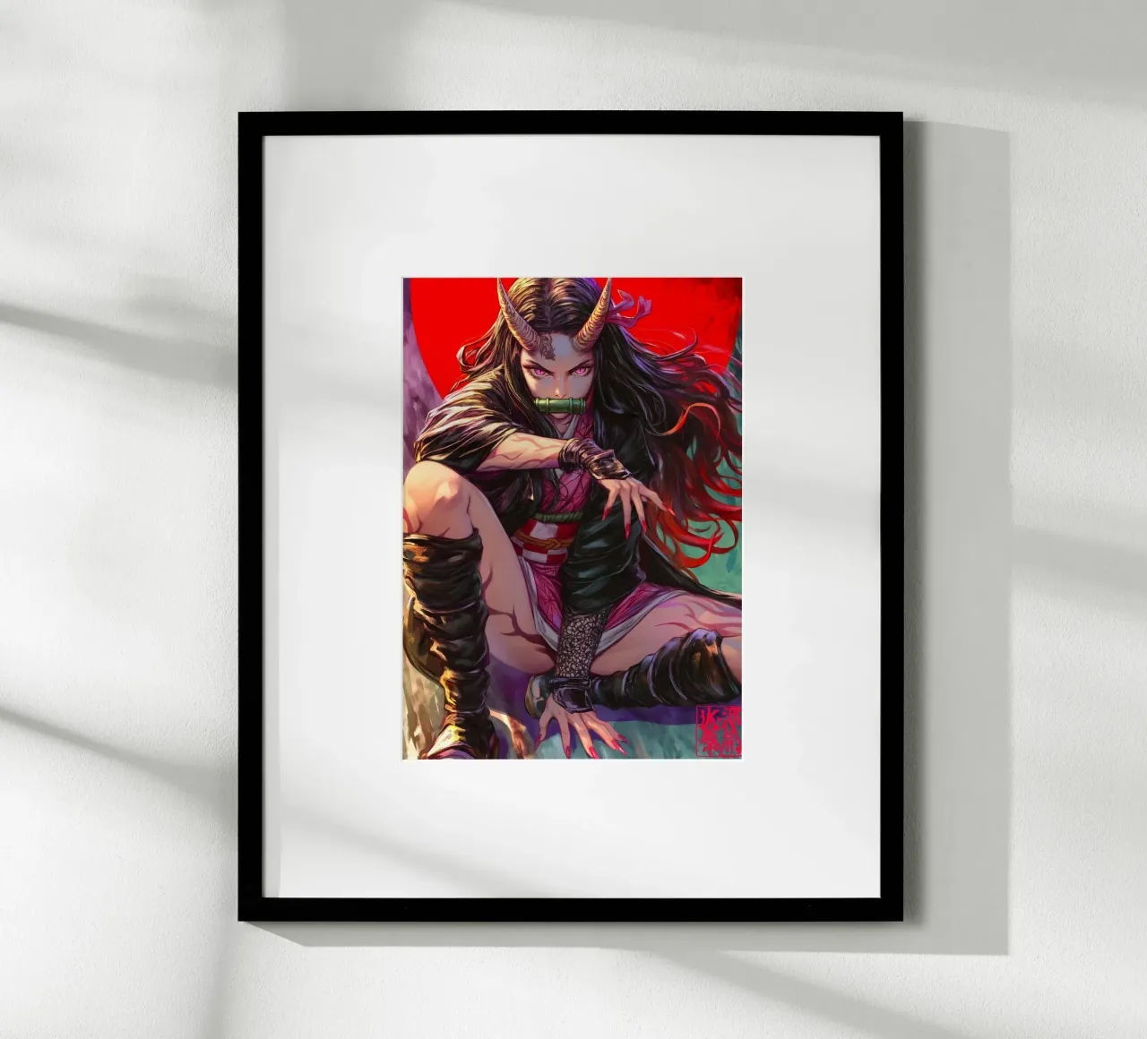Demonendoder Kimetsu no Yaiba Nezuko poster met aluminium frame van Fleur de Lys