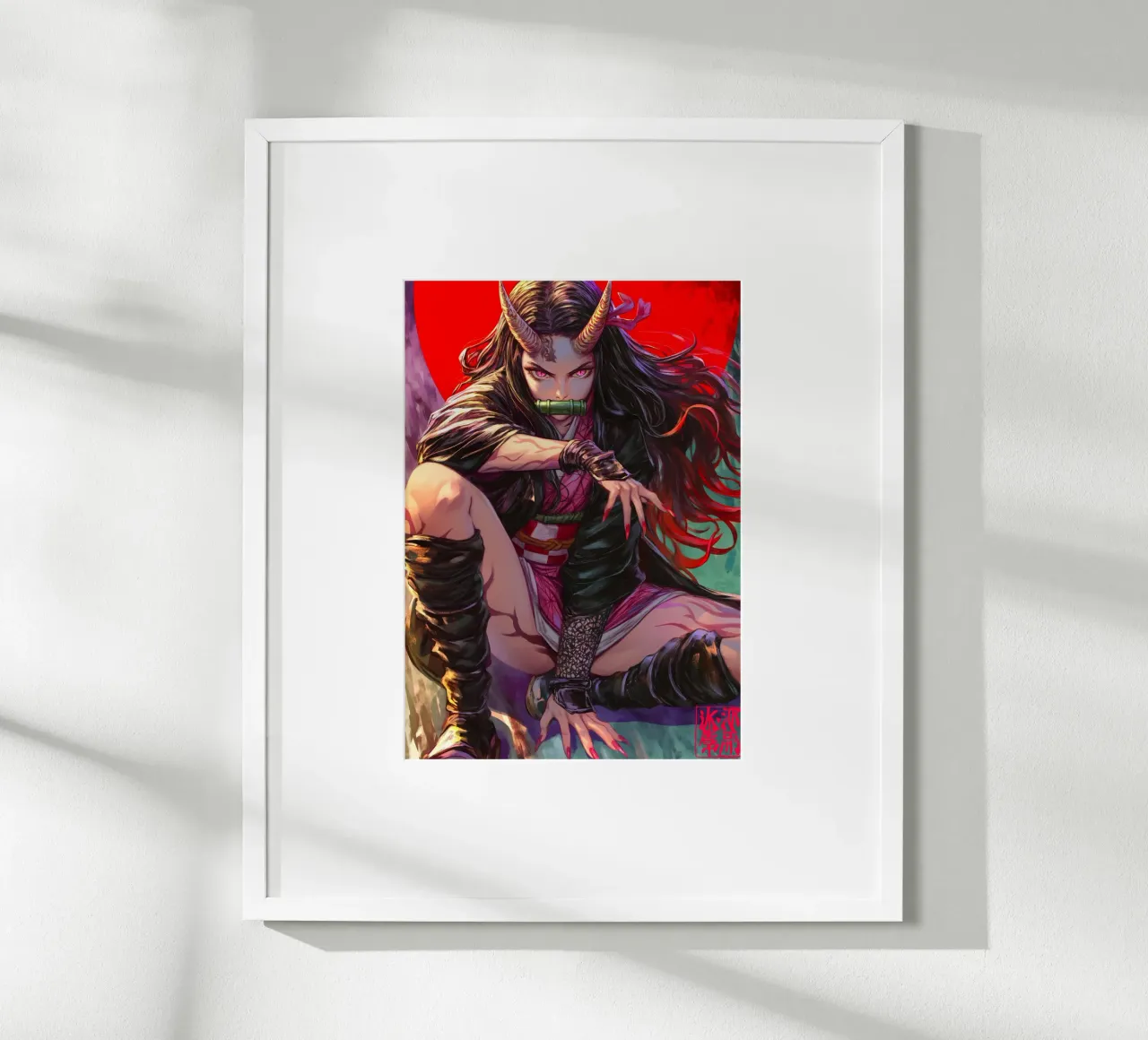Demonendoder Kimetsu no Yaiba Nezuko poster met aluminium frame van Fleur de Lys