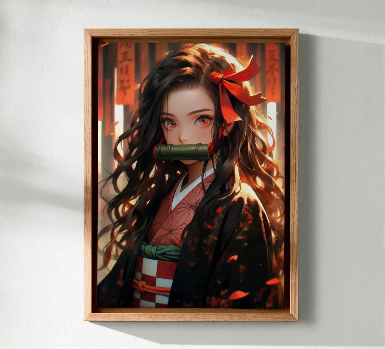 Demonendoder Kimetsu no Yaiba Nezuko canvas met Baklijst van Fleur de Lys