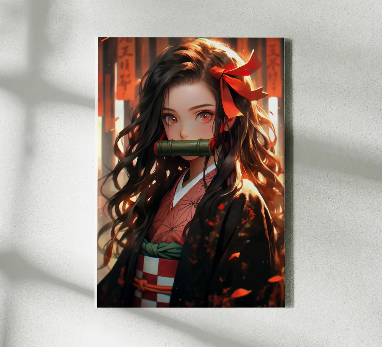 Demonendoder Kimetsu no Yaiba Nezuko canvas met Baklijst van Fleur de Lys
