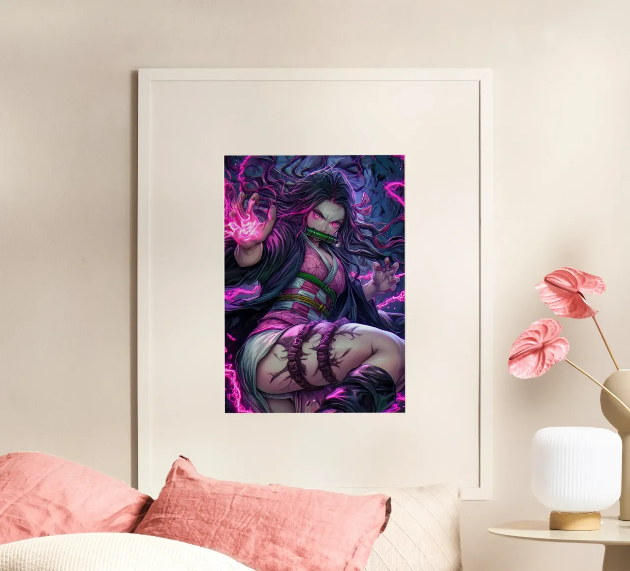 Demonendoder Kimetsu no Yaiba Nezuko poster met kunststof frame van Fleur de Lys