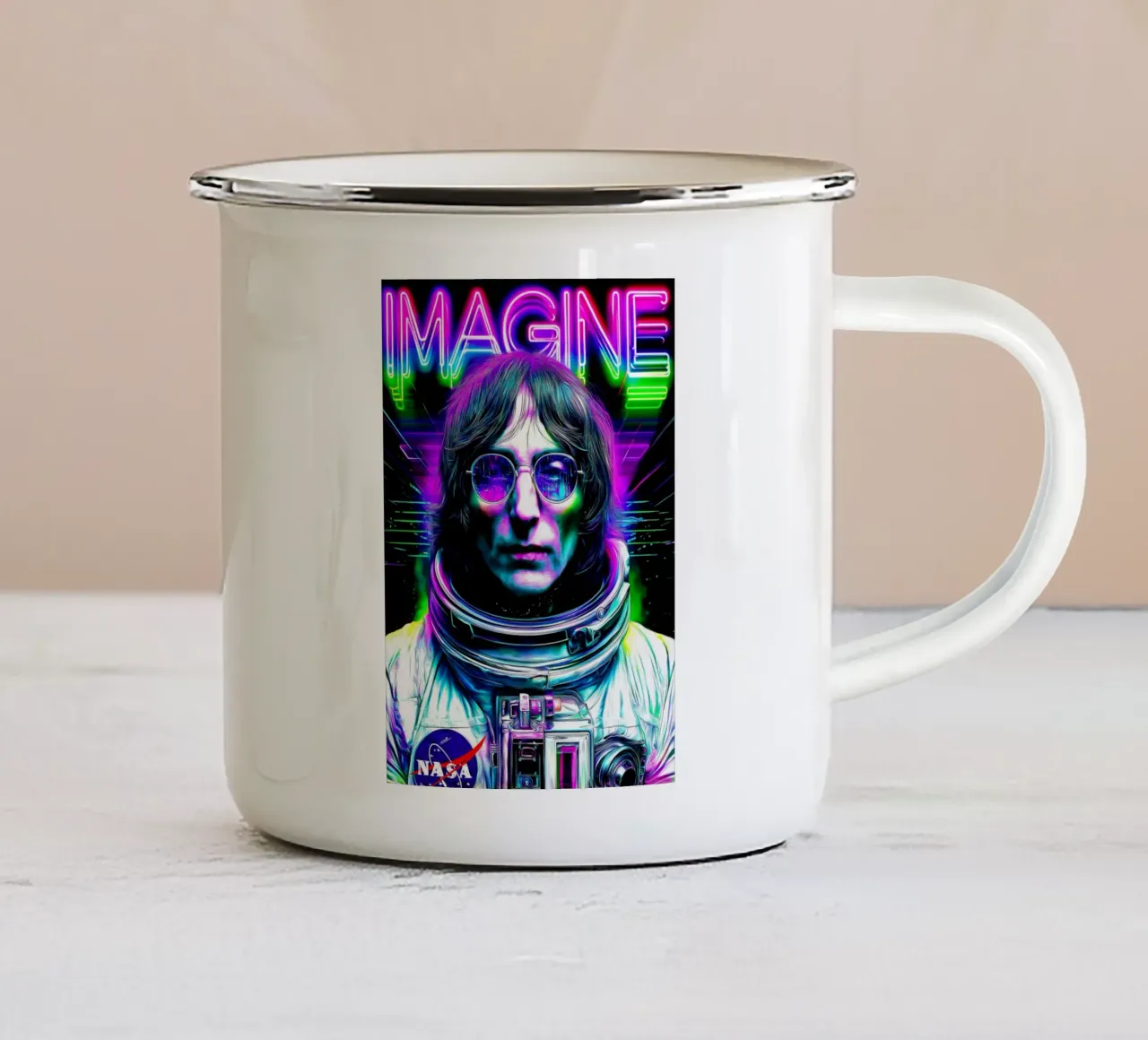 John Lennon I Beatles Imagine tazza in smalto da Fleur de Lys