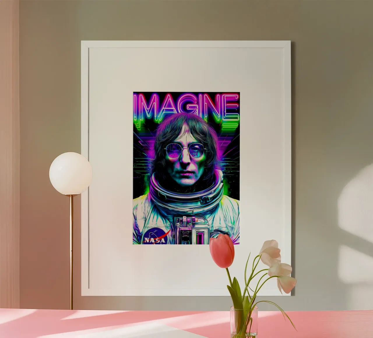 John Lennon I Beatles Imagine poster con telaio in alluminio da Fleur de Lys