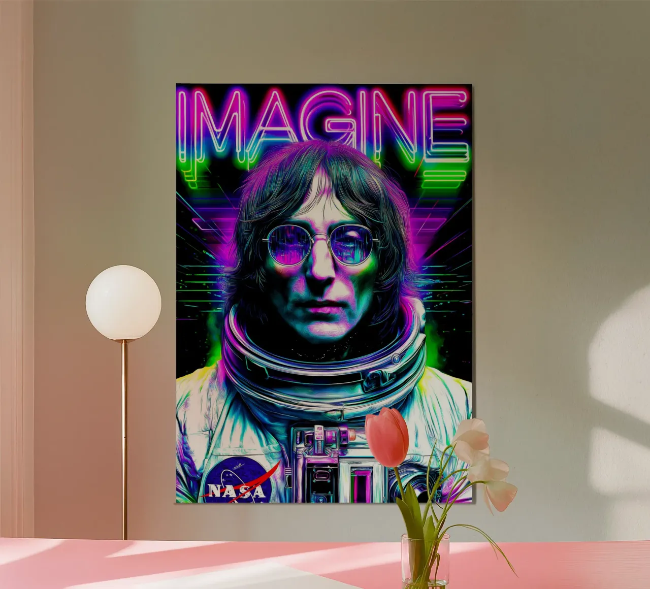 John Lennon I Beatles Imagine poster con telaio in alluminio da Fleur de Lys