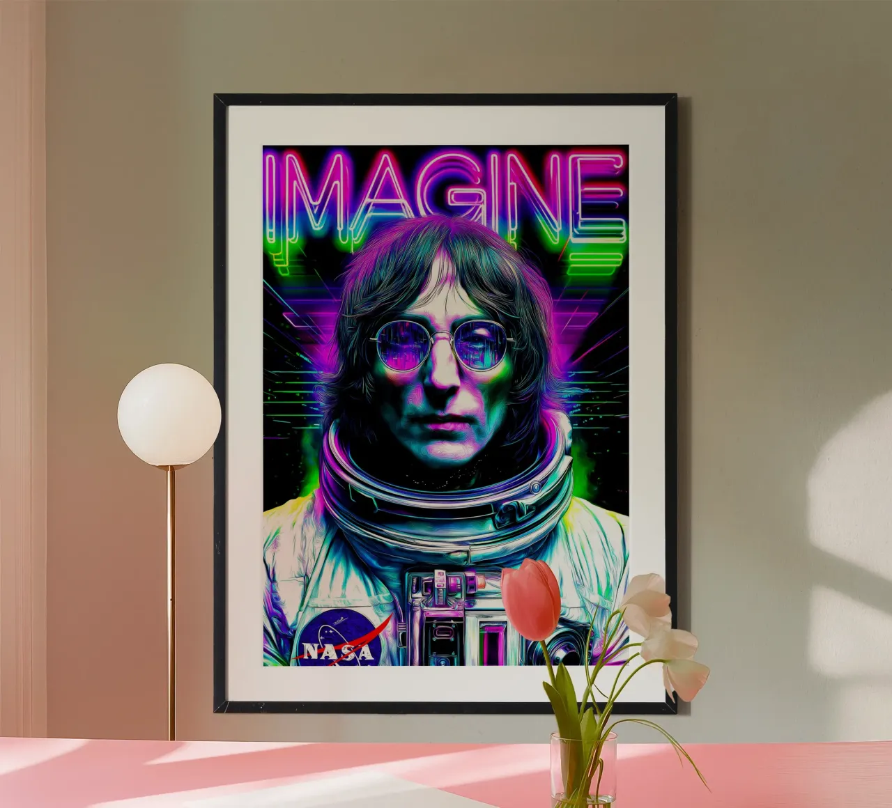 John Lennon I Beatles Imagine poster con telaio in alluminio da Fleur de Lys