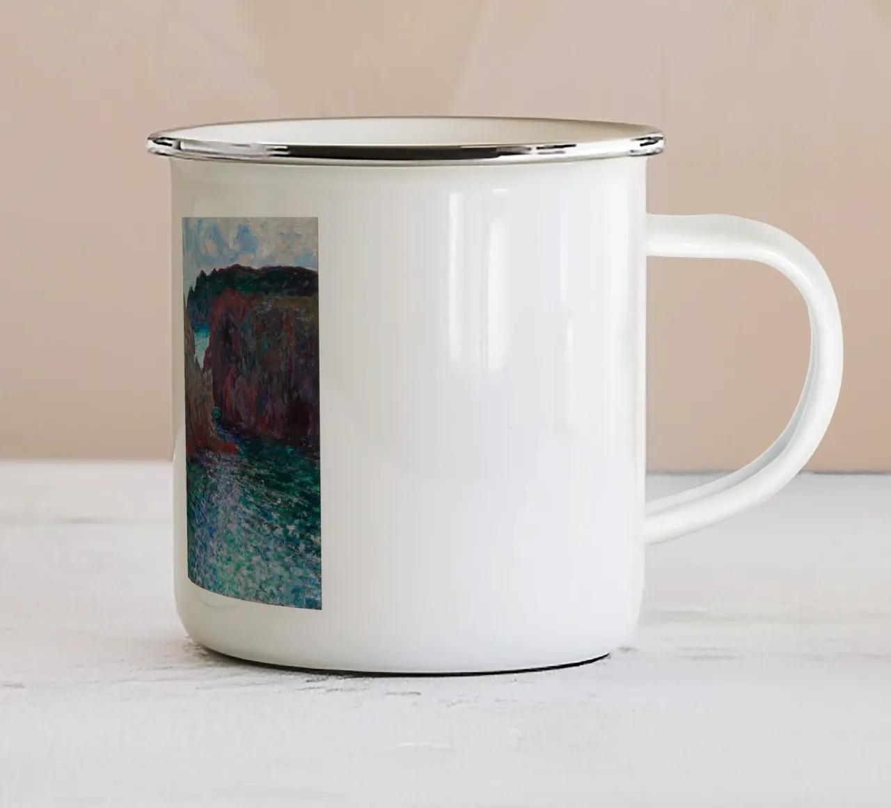 Poster impressionista Le rocce di Monet a Belle-Île tazza in smalto da dawnthesea