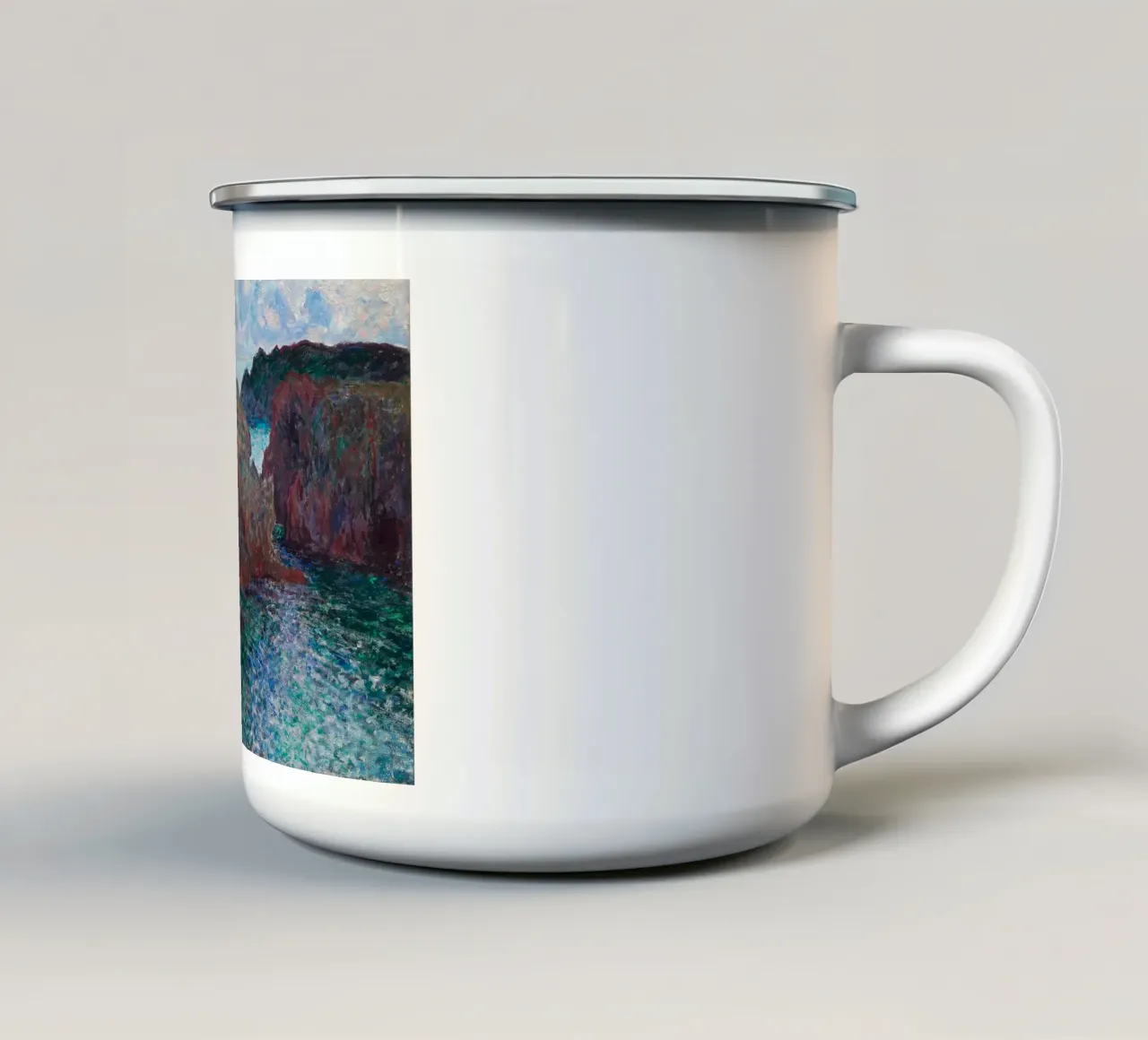 Poster impressionista Le rocce di Monet a Belle-Île tazza in smalto da dawnthesea