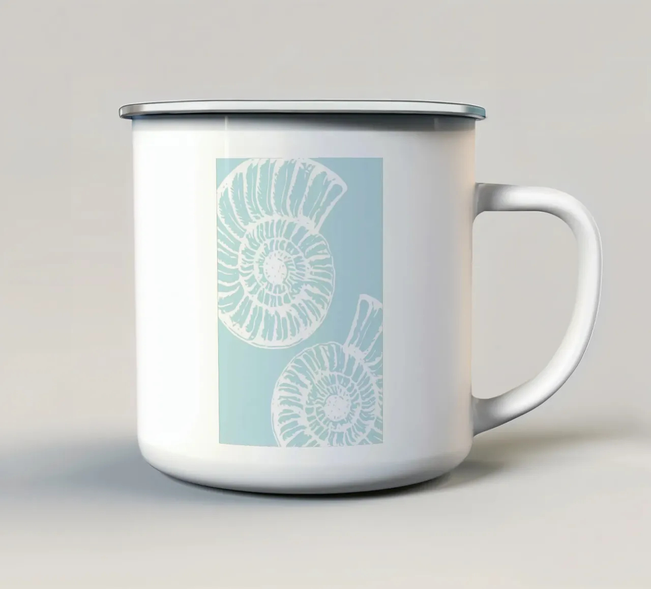 Nautilus Shell Blue Vintage Line Art Poster tazza in smalto da dawnthesea