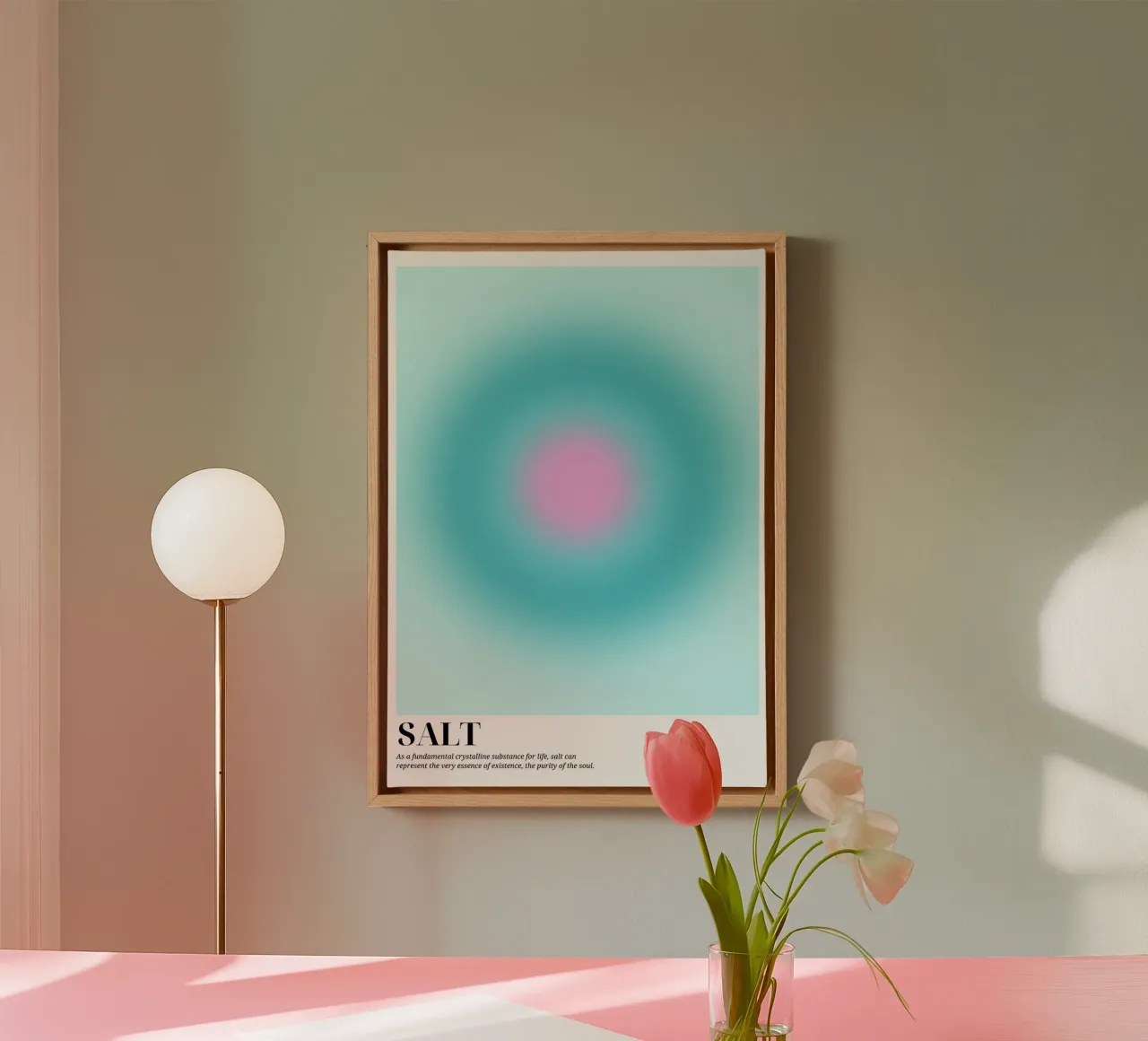 Zout Aura Kleurverloop Abstract Spiritueel Poster canvas met Baklijst van dawnthesea