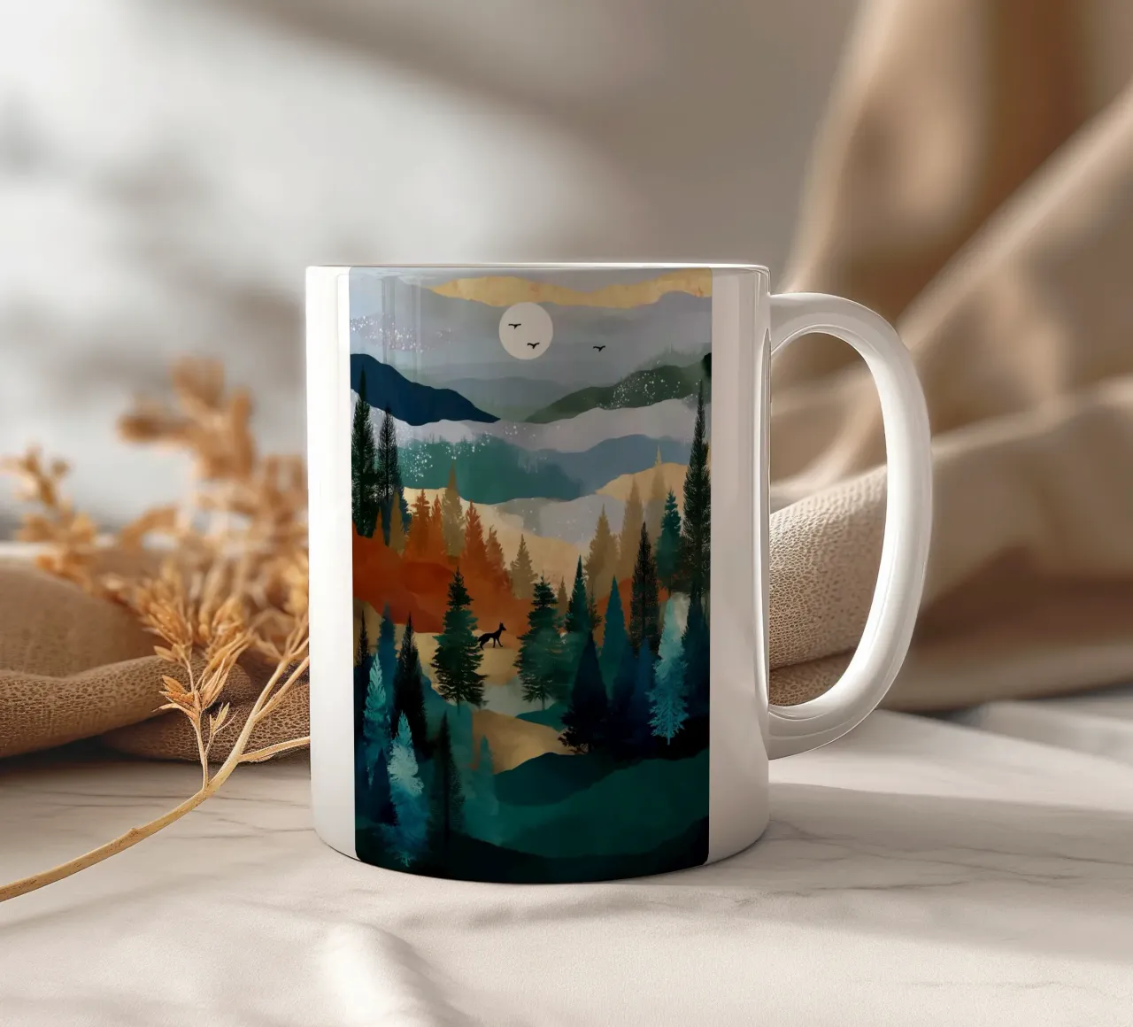 Whispers of the Forest - A Wanderer Beneath the Winter Sky tazza in ceramica da Dune