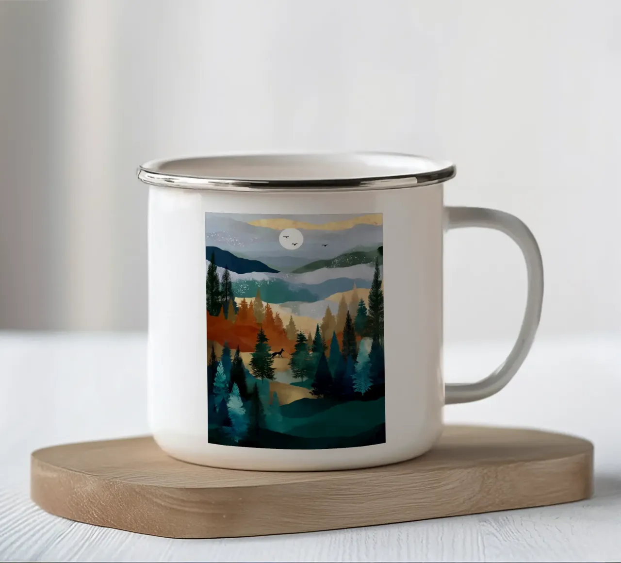 Whispers of the Forest - A Wanderer Beneath the Winter Sky tazza in smalto da Dune