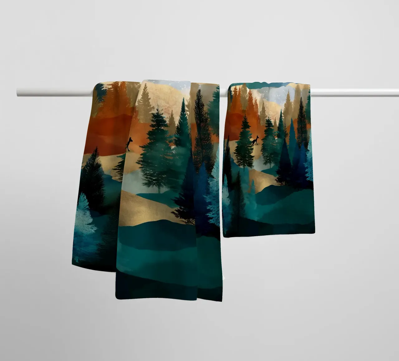 Whispers of the Forest - A Wanderer Beneath the Winter Sky asciugamano da bagno da Dune
