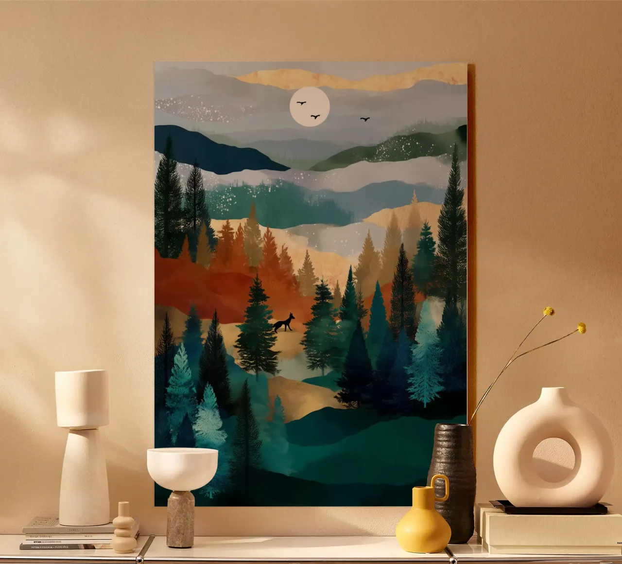 Whispers of the Forest - A Wanderer Beneath the Winter Sky alluminio dibond da Dune