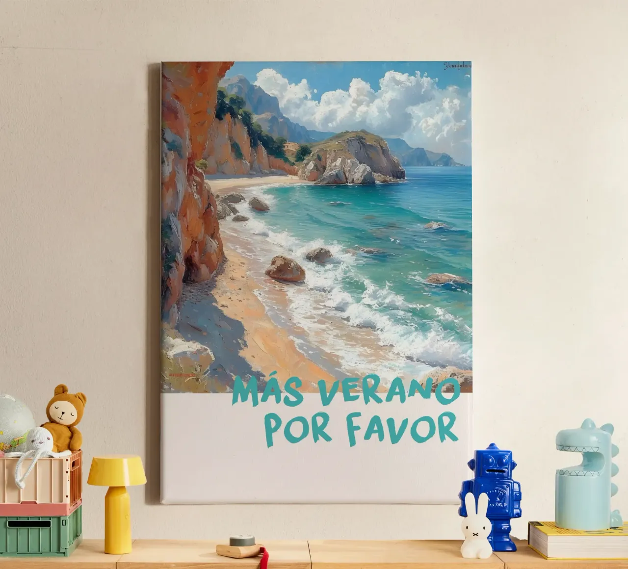 "Poster d'arte costiera "More Summer Please tela con Cornice a cassetta da dawnthesea