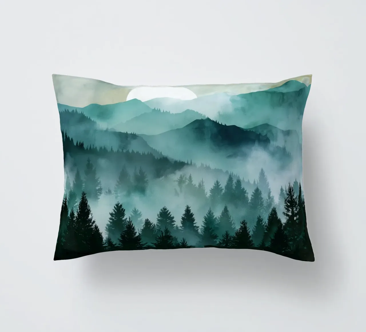 Veil of Pines - Mist Rising in a Forest Dawn cuscino da Dune