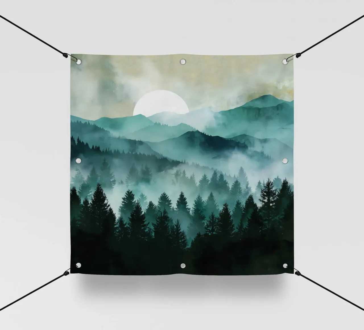 Veil of Pines - Mist Rising in a Forest Dawn telo in pvc da Dune