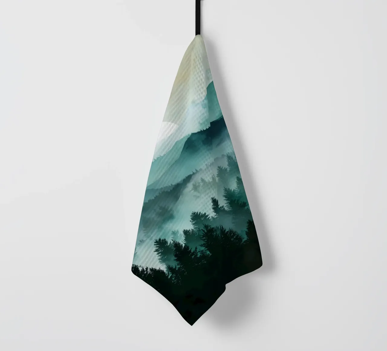 Veil of Pines - Mist Rising in a Forest Dawn paño de cocina de Dune