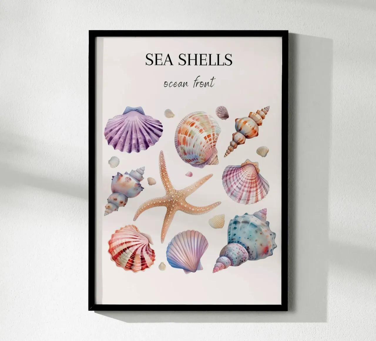 "Conchiglie di mare davanti all'oceano" acquerello marino poster da dawnthesea