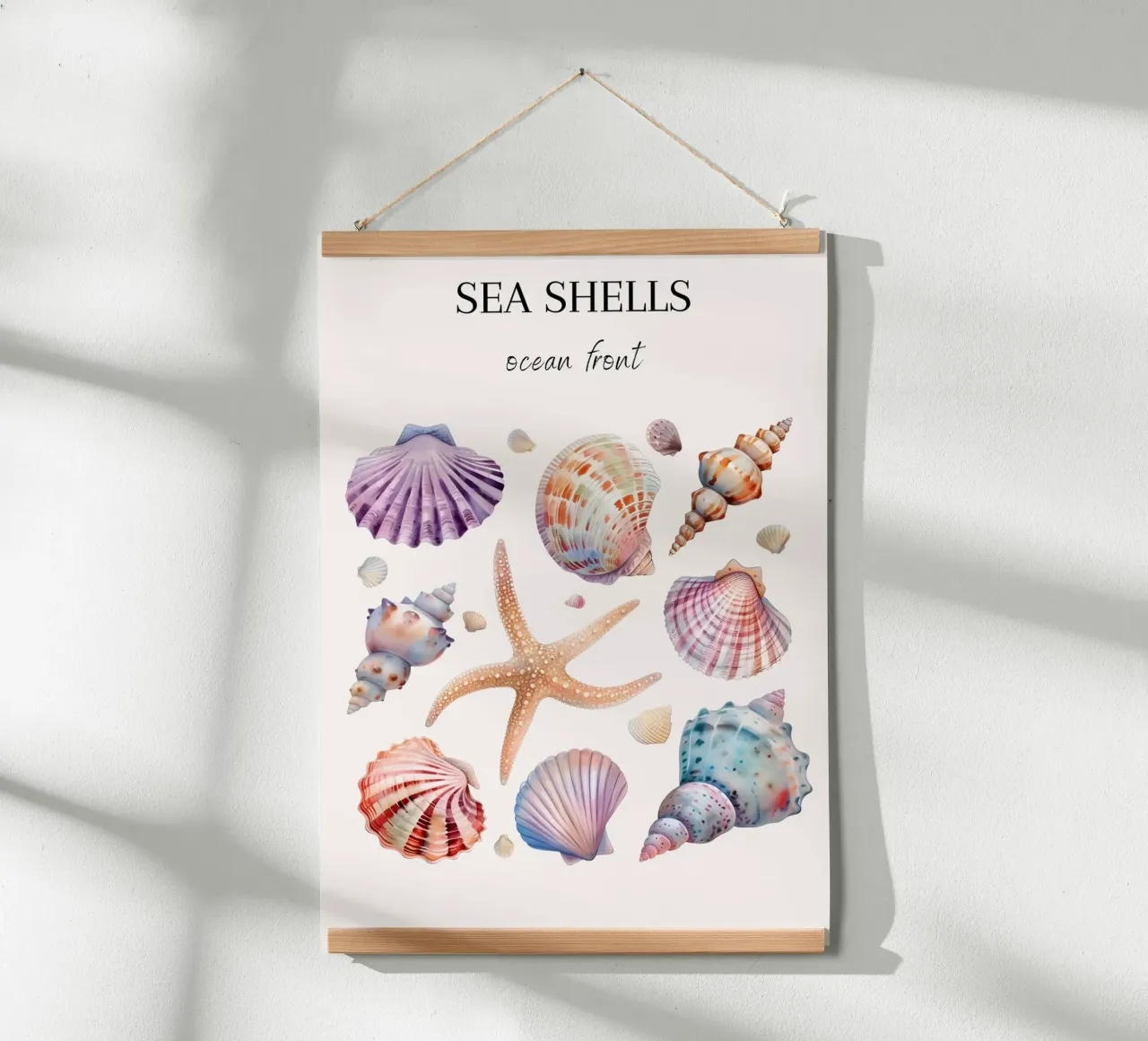 "Conchiglie di mare davanti all'oceano" acquerello marino poster da dawnthesea