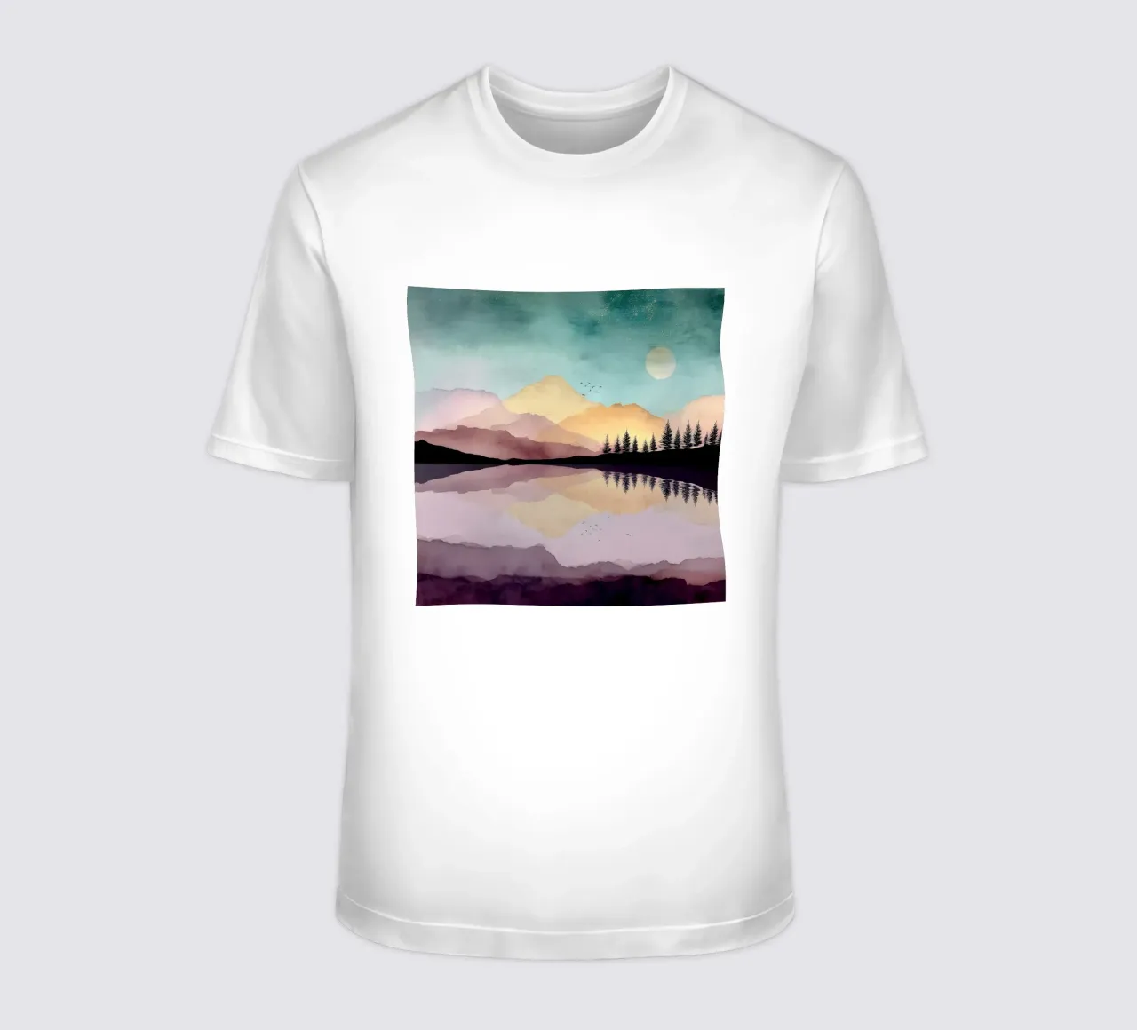 Dreaming Pines - Reflections Beneath a Blushing Sky t-shirt da Dune