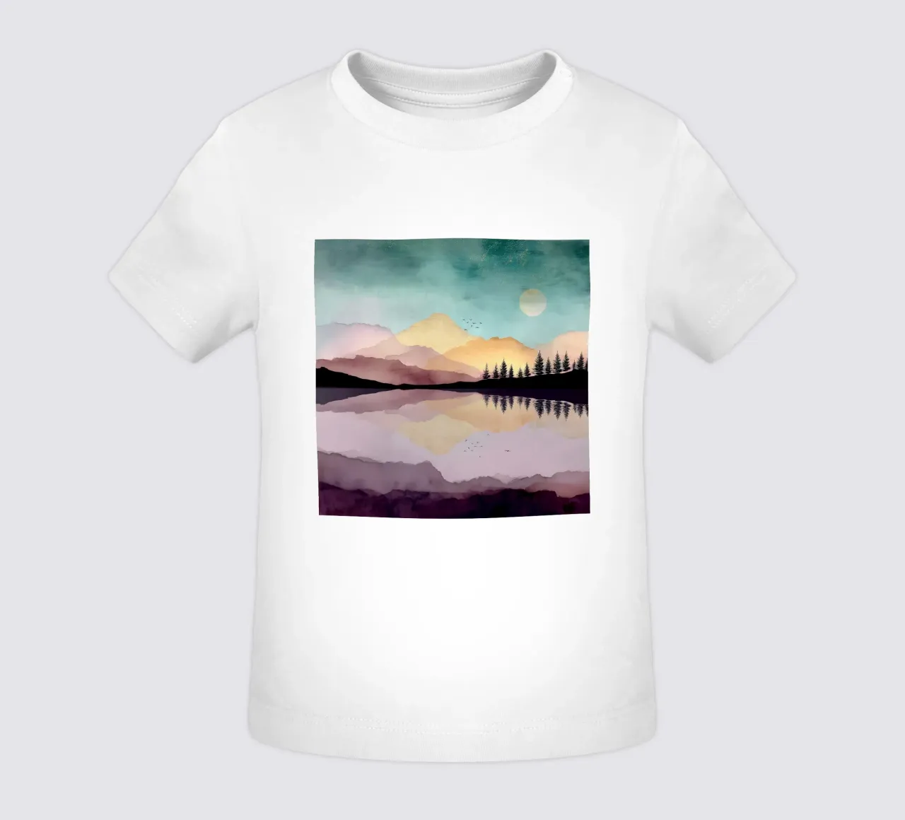 Dreaming Pines - Reflections Beneath a Blushing Sky maglietta neonato da Dune